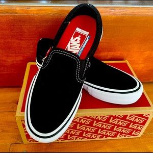 NIB - VANS Black leather slip on